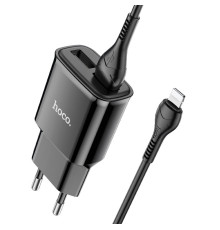 Мережевий зарядний пристрій HOCO C88A Star round dual port charger set(iP) Black