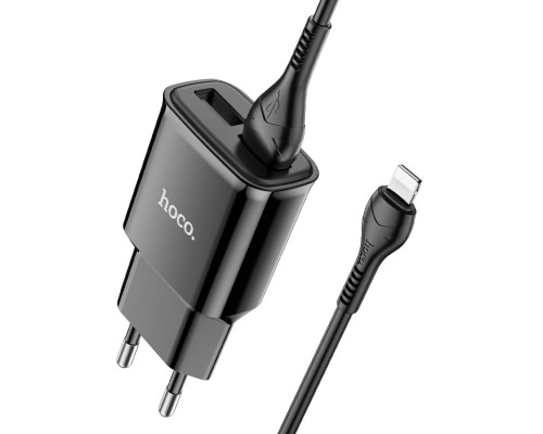 Мережевий зарядний пристрій HOCO C88A Star round dual port charger set(iP) Black