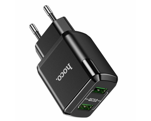 Мережевий зарядний пристрій HOCO N6 Charmer dual port QC3.0 charger 18W Black