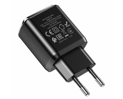 Мережевий зарядний пристрій HOCO N6 Charmer dual port QC3.0 charger 18W Black