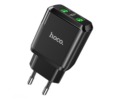 Мережевий зарядний пристрій HOCO N6 Charmer dual port QC3.0 charger 18W Black