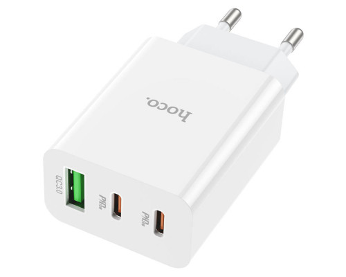 Мережевий зарядний пристрій HOCO C99A PD20W+QC3.0 three-port(2C1A) charger White