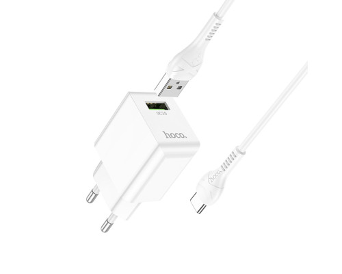 Мережевий зарядний пристрій HOCO C98A Proton single port QC3.0 charger set(Type-C) White