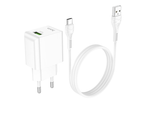 Мережевий зарядний пристрій HOCO C98A Proton single port QC3.0 charger set(Type-C) White