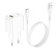 Мережевий зарядний пристрій HOCO C98A Proton single port QC3.0 charger set(Type-C) White