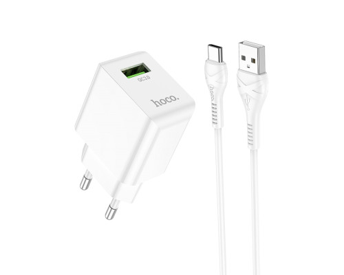 Мережевий зарядний пристрій HOCO C98A Proton single port QC3.0 charger set(Type-C) White