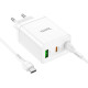 Мережевий зарядний пристрій HOCO N33 Start three-port PD35W(2C1A) charger set(Type-C to Type-C) White