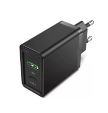 Зарядний пристрій Vention Two-Port USB(A+C) Wall Charger (18W/20W) EU-Plug Black (FBBB0-EU)