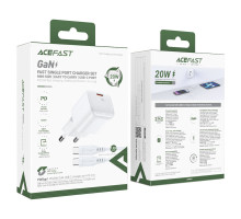 Мережевий зарядний пристрій ACEFAST A77 mini PD30W GaN single USB-C charger set (C3-03) White