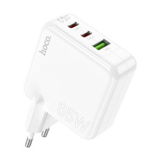 Мережевий зарядний пристрій HOCO C115A Header PD65W GaN three-port(2C1A) charger White