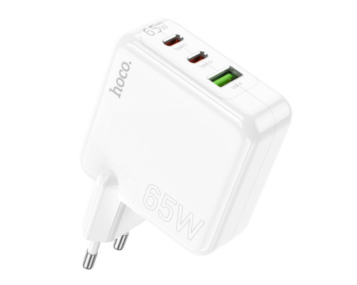 Мережевий зарядний пристрій HOCO C115A Header PD65W GaN three-port(2C1A) charger White