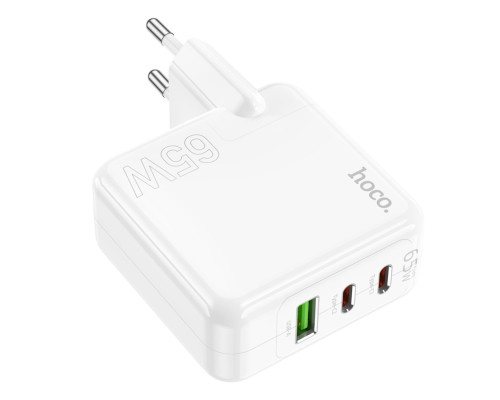 Мережевий зарядний пристрій HOCO C115A Header PD65W GaN three-port(2C1A) charger White