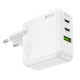 Мережевий зарядний пристрій HOCO C115A Header PD65W GaN three-port(2C1A) charger White