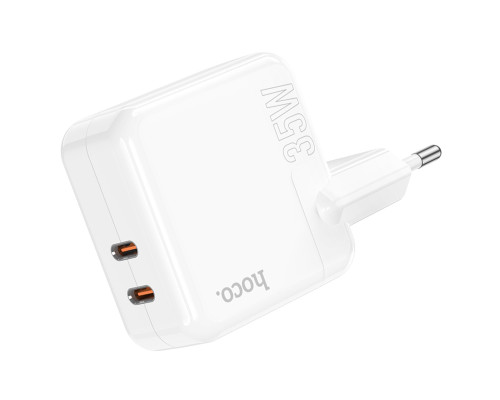 Мережевий зарядний пристрій HOCO C110A Lucky dual-port PD35W(2C) charger White