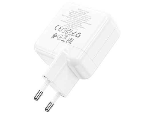 Мережевий зарядний пристрій HOCO C110A Lucky dual-port PD35W(2C) charger White