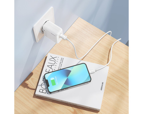 Мережевий зарядний пристрій HOCO C110A Lucky dual-port PD35W(2C) charger White