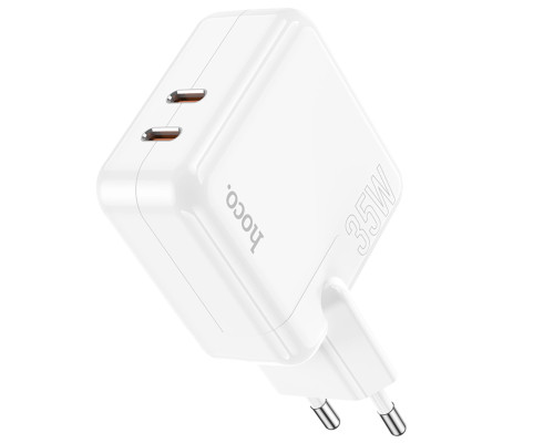 Мережевий зарядний пристрій HOCO C110A Lucky dual-port PD35W(2C) charger White