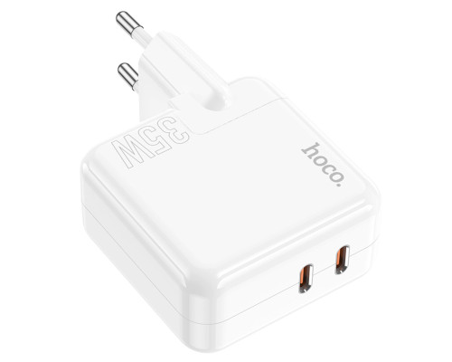 Мережевий зарядний пристрій HOCO C110A Lucky dual-port PD35W(2C) charger White