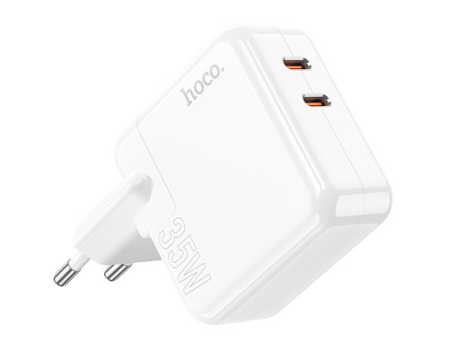 Мережевий зарядний пристрій HOCO C110A Lucky dual-port PD35W(2C) charger White