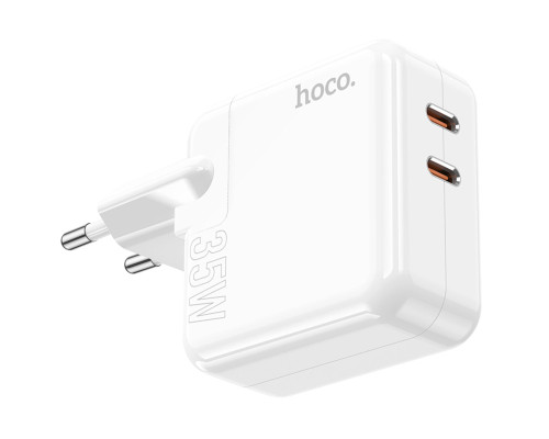 Мережевий зарядний пристрій HOCO C110A Lucky dual-port PD35W(2C) charger White