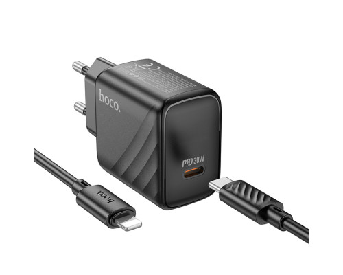 Мережевий зарядний пристрій HOCO CS22A Value single port PD30W charger set(C to iP) Black