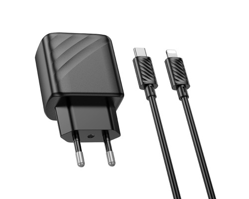 Мережевий зарядний пристрій HOCO CS22A Value single port PD30W charger set(C to iP) Black