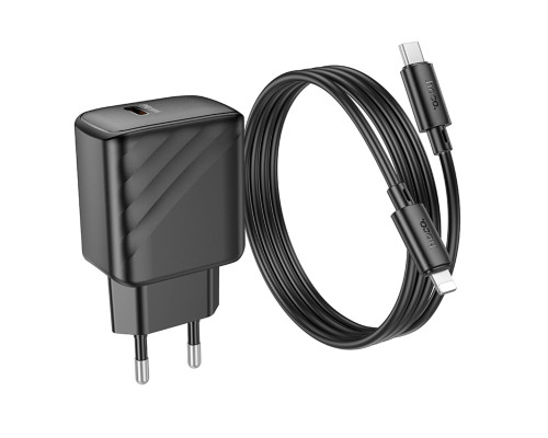 Мережевий зарядний пристрій HOCO CS22A Value single port PD30W charger set(C to iP) Black