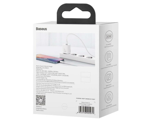 Мережевий зарядний пристрій Baseus Super Si quick charger IC 30W EU White