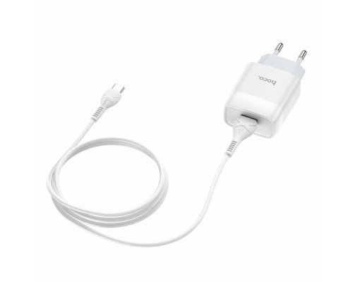 Мережевий зарядний пристрій HOCO C72A Glorious single port charger set(Type-C) White