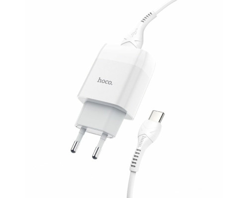 Мережевий зарядний пристрій HOCO C72A Glorious single port charger set(Type-C) White