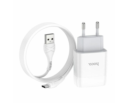 Мережевий зарядний пристрій HOCO C72A Glorious single port charger set(Type-C) White