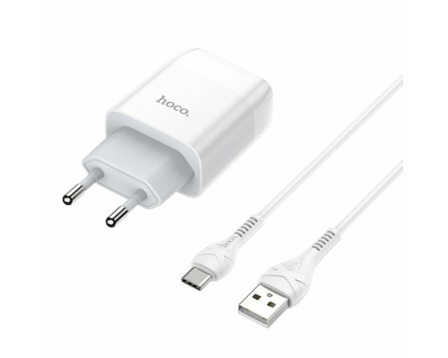 Мережевий зарядний пристрій HOCO C72A Glorious single port charger set(Type-C) White