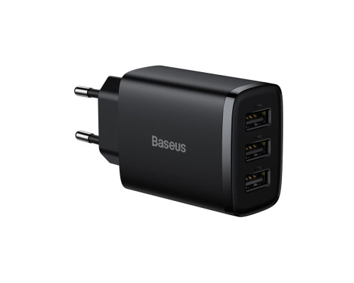 Мережевий зарядний пристрій Baseus Compact Charger 3U 17W EU Black