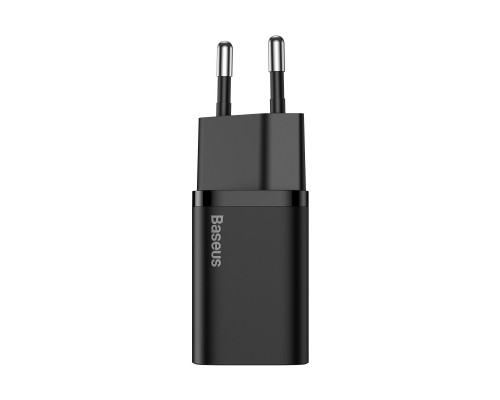 МЗП Baseus Super Si Quick Charger 1C 25W EU Sets Black（With Mini White Cable Type-C to Type-C 3A 1m Black）