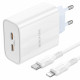 Мережевий зарядний пристрій BOROFONE BA73A Young PD35W dual port(2C) charger set(C to iP) White