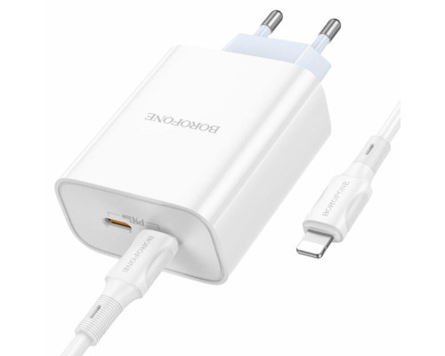 Мережевий зарядний пристрій BOROFONE BA73A Young PD35W dual port(2C) charger set(C to iP) White