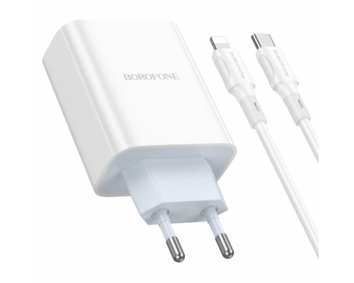 Мережевий зарядний пристрій BOROFONE BA73A Young PD35W dual port(2C) charger set(C to iP) White