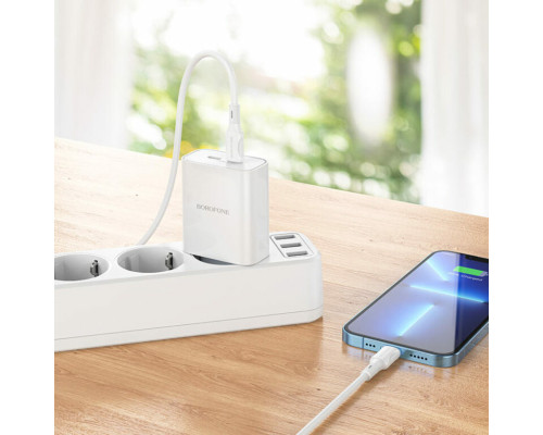 Мережевий зарядний пристрій BOROFONE BA73A Young PD35W dual port(2C) charger set(C to iP) White