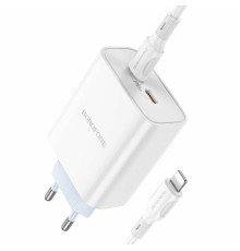 Мережевий зарядний пристрій BOROFONE BA73A Young PD35W dual port(2C) charger set(C to iP) White