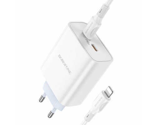 Мережевий зарядний пристрій BOROFONE BA73A Young PD35W dual port(2C) charger set(C to iP) White