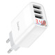 Мережевий зарядний пристрій HOCO C93A Easy charge 3-port digital display charger set(Micro) White