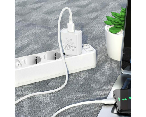 Мережевий зарядний пристрій BOROFONE BA74A Aspirer single port charger set(Micro) White