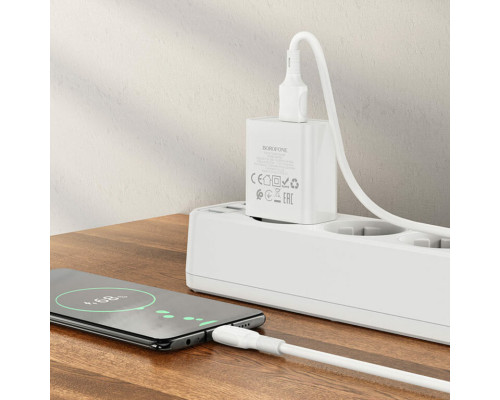 Мережевий зарядний пристрій BOROFONE BA74A Aspirer single port charger set(Micro) White