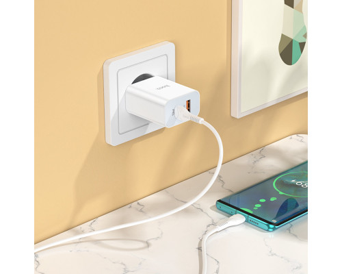 Мережевий зарядний пристрій HOCO C97A PD20W+QC3.0 charger set(Type-C to Type-C) White