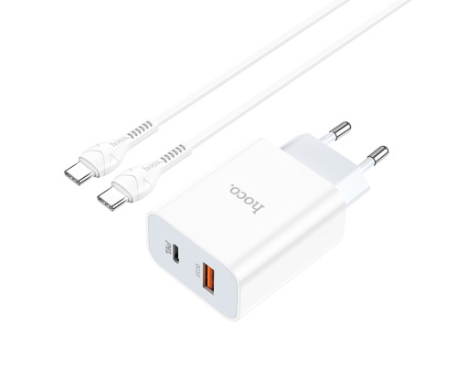 Мережевий зарядний пристрій HOCO C97A PD20W+QC3.0 charger set(Type-C to Type-C) White