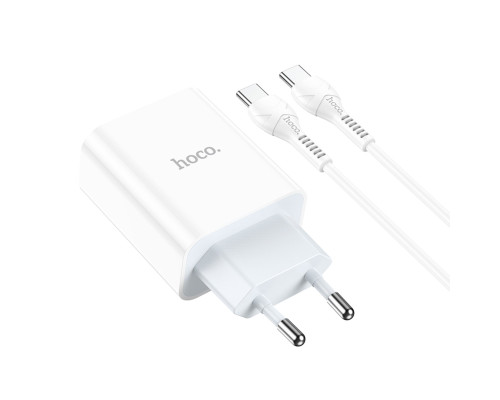 Мережевий зарядний пристрій HOCO C97A PD20W+QC3.0 charger set(Type-C to Type-C) White