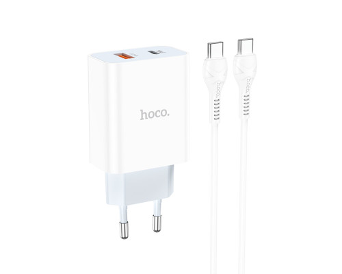 Мережевий зарядний пристрій HOCO C97A PD20W+QC3.0 charger set(Type-C to Type-C) White