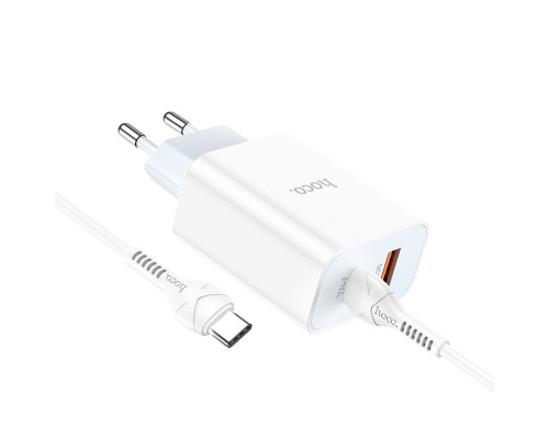 Мережевий зарядний пристрій HOCO C97A PD20W+QC3.0 charger set(Type-C to Type-C) White