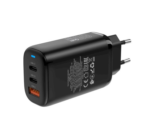 Мережевий зарядний пристрій CHAROME C30 PD65W GaN (2*USB-C+USB-A) Charger Set (Type-C to Type-C) Black