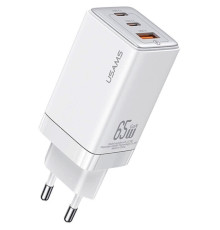 Мережевий зарядний пристрій Usams US-CC180 65W ACC 3 Ports GaN Fast Charger (EU) - Sandru series White